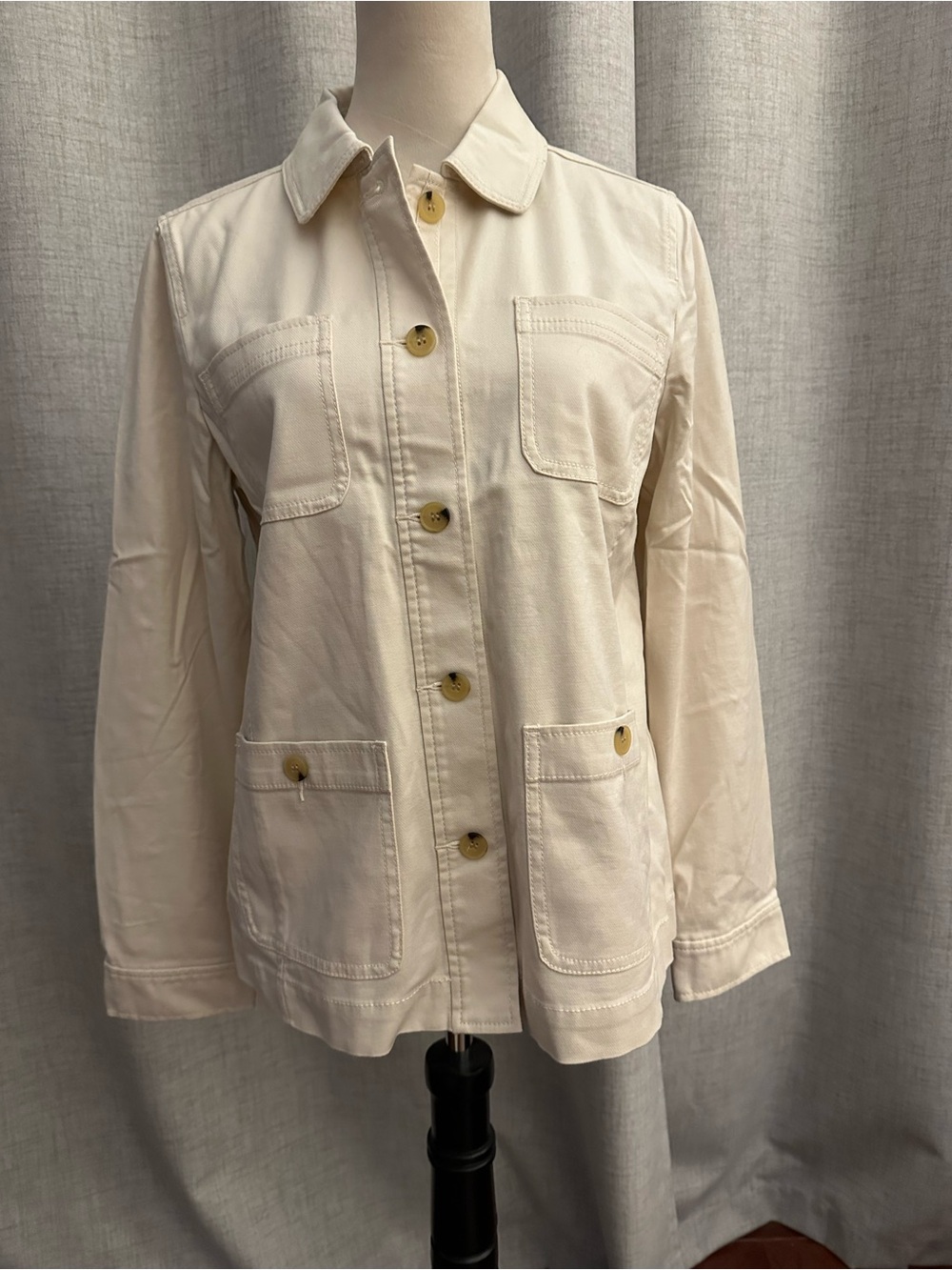 Talbots Cream Utility Button-Front Jacket